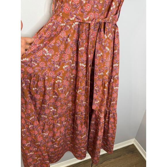 Lea Floral Shirt Midi Dress Short Sleeve Belted Women's M - Picture 4 of 12